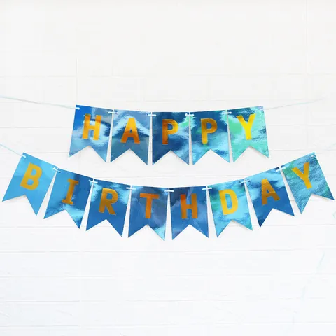 Striscione Happy Birthday Laser Carta a Coda di Pesce Festone per Decorazioni Festa di Compleanno Bambini Forniture Festa