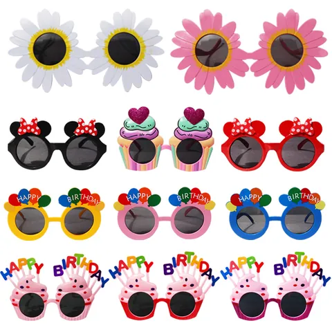 Grappige Gelukkige Verjaardag Feest Zonnebril Schattige Taart Ballon Zonnebloem Vorm Decoratieve Bril Voor Kinderen Volwassenen Verjaardag Foto Props