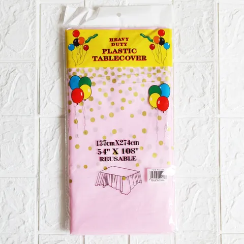 Nappe en Plastique PEVA Imperméable Résistante Jetable Réutilisable Rectangulaire Pois Couverture de Table Décoration de Fête Ballon