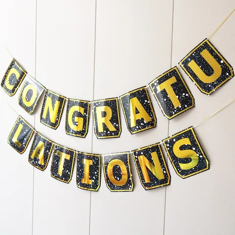 2025 Graduation Party Decoration Congrats Grad Banner Congratulations Swallowtail Paper Bunting For Ceremony Venue Decor