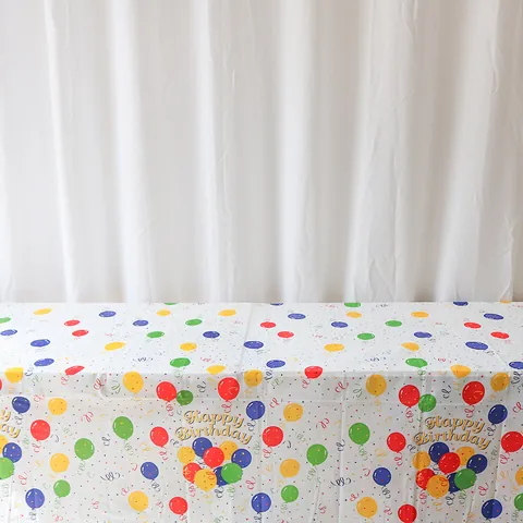 Mantel Desechable de Plástico PEVA Engrosado Resistente al Aceite Patrón Dibujos Animados Globos Lunares Estrellas Decoración Fiesta Cumpleaños