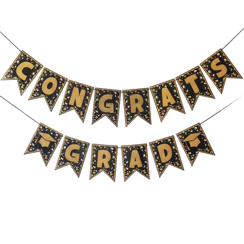 2025 Graduation Party Decoration Congrats Grad Banner Congratulations Swallowtail Paper Bunting For Ceremony Venue Decor