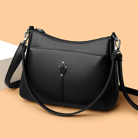 Elegante Bolso de Hombro de Cuero PU para Mujer Gran Capacidad Bolso Bandolera con Textura Lichi Diario Casual para Trabajo
