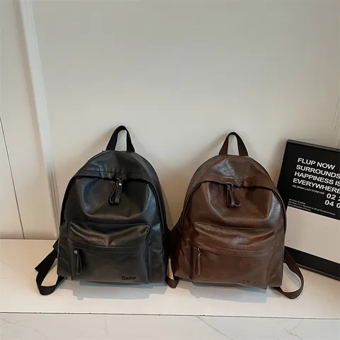 Mochila de Cuero PU Vintage para Mujer Impermeable Gran Capacidad Bolsa Escolar para Estudiantes Universitarios Mochila de Moda