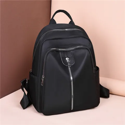 Mochila para Mujer Minimalista de Tela Oxford Gran Capacidad Ligera para Viaje Estilo Casual Moda Negro