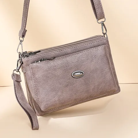 Borsa a Tracolla da Donna in Pelle PU Moda Borsa a Spalla con Cerniera Multistrato Pochette da Polso Borsa Quotidiana