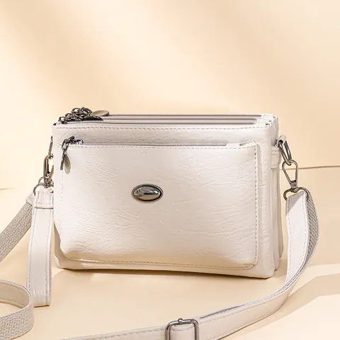 Borsa a Tracolla da Donna in Pelle PU Moda Borsa a Spalla con Cerniera Multistrato Pochette da Polso Borsa Quotidiana