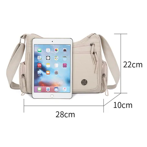 Bolso Bandolera de Nylon Casual para Mujer Gran Capacidad Multibolsillos Repelente al Agua Bolso de Hombro para Viaje Diario Moda