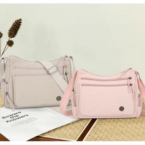 Bolso Bandolera de Nylon Casual para Mujer Gran Capacidad Multibolsillos Repelente al Agua Bolso de Hombro para Viaje Diario Moda