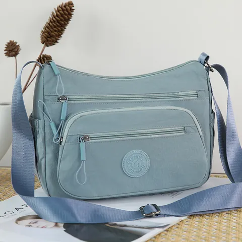Damen Leichte Nylon Umhängetasche Wasserdicht Multi-Taschen Schultertasche Casual Reise Handtasche Verstellbarer Gurt