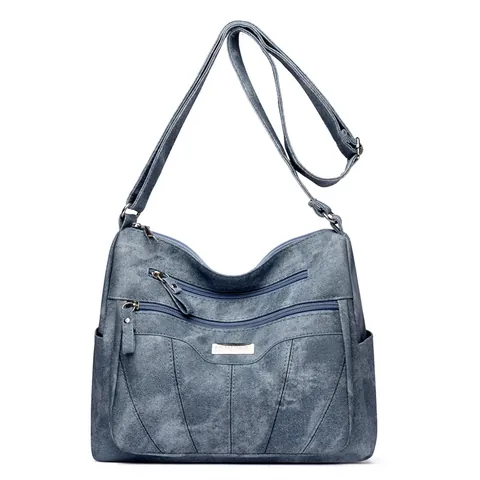 Bolso Bandolera de Cuero PU Vintage Para Mujer Gran Capacidad Con Cremallera Múltiple Bolso de Hombro Casual Tote Purse Mother Handbag