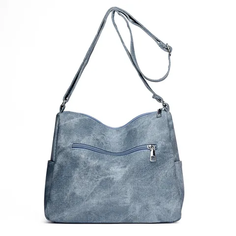 Bolso Bandolera de Cuero PU Vintage Para Mujer Gran Capacidad Con Cremallera Múltiple Bolso de Hombro Casual Tote Purse Mother Handbag