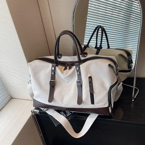 Grote Capaciteit Canvas Reistas Met Apart Schoenenvak Vintage Handtas Waterdichte Weekend Bag Voor Heren Vrouwen