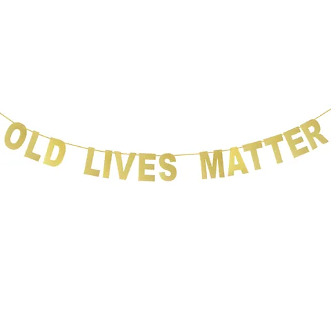 Festone Pensionamento Old Lives Matter Carta Glitterata Oro Allegro Slogan Ghirlanda per Decorazione Festa Compleanno Anziani