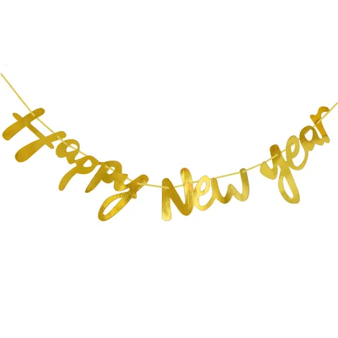 Happy New Year Πανό Διακόσμηση Γιρλάντα Μεταλλικό Χαρτί Με Γκλίτερ Για Πρωτοχρονιάτικο Πάρτι Διακόσμηση Τοίχου Σπιτιού Γραφείου