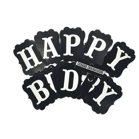 Happy Birthday Χάρτινο Πανό Τετράγωνο Κυματιστή Άκρη Γράμμα Pull Flag Με Κορδέλα Για Παιδιά Ενήλικες Διακόσμηση Πάρτι Γενεθλίων
