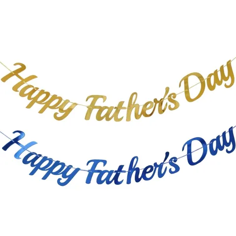 Happy Father's Day Banner Glitter Paper Gold Blue Mirror Surface Letter Garland For Father Day Party Home Decoration