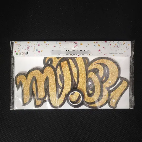 Set di Striscioni e Decorazioni per Torte Eid Mubarak in Carta Glitterata Oro Nero Castello Luna Lettera Ghirlanda Ramadan