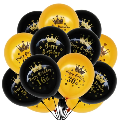 Latex Birthday Balloons With Crown Star Number Printed Pattern For Birthday Party Anniversary Decoration Anniversary Gift