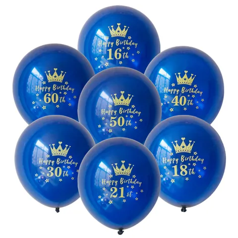 Latex Birthday Balloons With Crown Star Number Printed Pattern For Birthday Party Anniversary Decoration Anniversary Gift