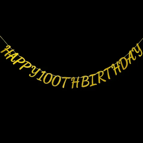Glitter Happy Birthday Banner Gold Silver Rose Gold Paper Bunting Pull Flag For Birthday Party Decor Celebration Hanging Garland