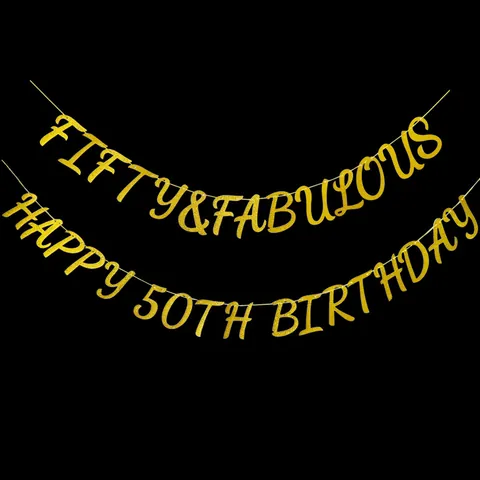 Birthday Party Decoration Glitter Letter Banner Fabulous Anniversary Celebration DIY Bunting Hanging Backdrop Supplies