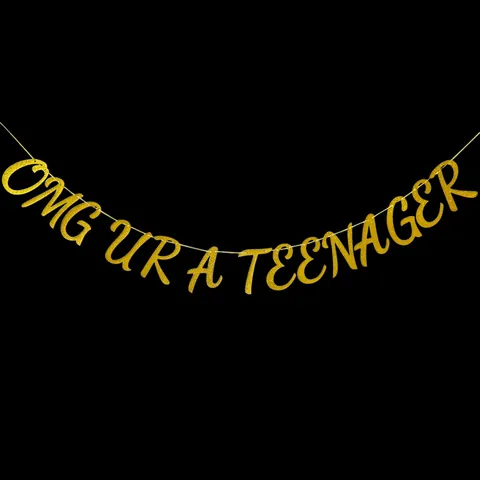 Glitter OMG UR A TEENAGER Birthday Banner 13th Birthday Party Decorations For Teenagers Gold Silver Rose Gold Black Bunting Sign