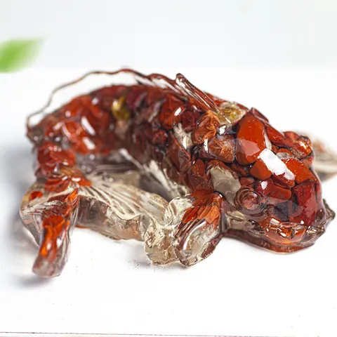 Natural Crystal Chips Resin Koi Fish Ornament Lucky Charm Home Desk Decoration Car Interior Modern Chinese Style Statuettes