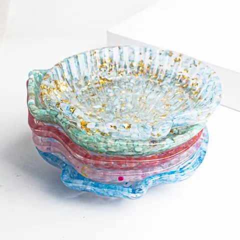 Muschelförmige Harz Kristall Schmuckschale Dekorative Ablage Für Ringe Ohrringe Home Desktop Deko Organizer