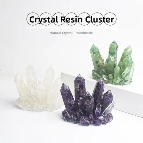 Handgefertigter Harz Kristallcluster Tischschmuck Mit Natursteinchips Moderner Simulierter Kristall Für Home Office Deko Geschenk