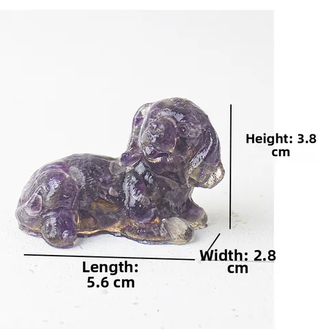 Natürliche Kristallchips Harz Hund Figur Tierstatuette Desktop Ornament Home Office Dekorative Kunsthandwerk Wohnzimmer Dekor