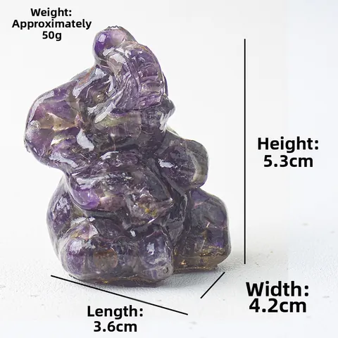 Figurine de Ganesh Éléphant en Résine de Pierre de Cristal Naturelle Ornement de Bureau pour Décoration de Maison Bureau Statue d'Animal