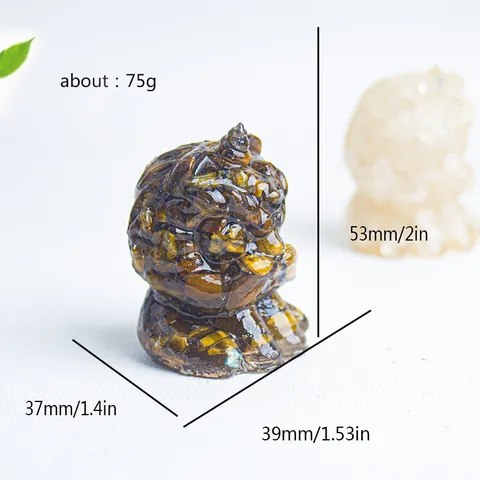 Miniature Animal Statue Natural Crystal Chips Resin Figurine Guardian Lion Desktop Ornament For Office Home Decor