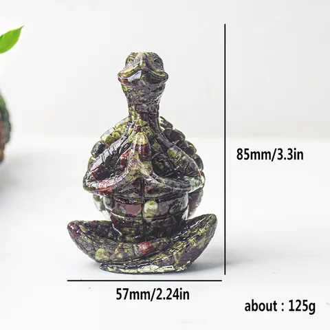 Statue de Tortue Zen de Méditation de Yoga Figurine Résine Gravier de Cristal Naturel Incrustation Ornement de Bureau Décor Maison Bureau Cadeau