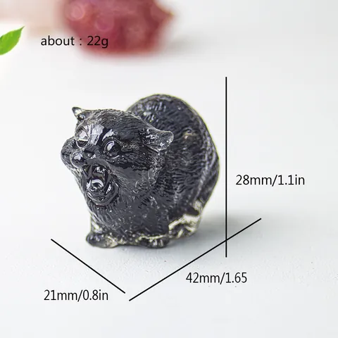 Natural Crystal Stone Resin Cat Figurine Hand Carved Animal Sculpture Desktop Ornament Home Living Room Decor Art Gift