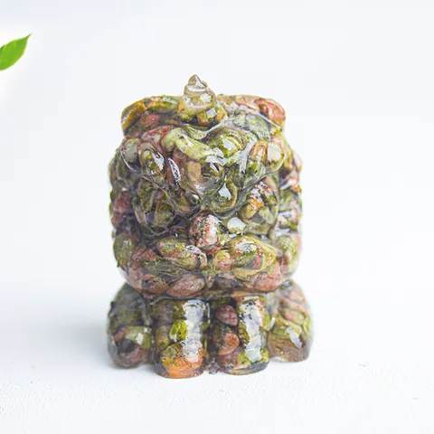 Miniature Animal Statue Natural Crystal Chips Resin Figurine Guardian Lion Desktop Ornament For Office Home Decor