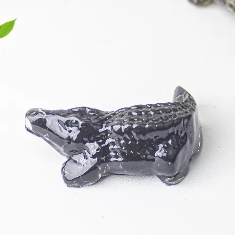 Miniature Crocodile Figurine Resin Natural Crystal Crushed Stone Realistic Animal Ornament For Desktop Office Home Decor Gift