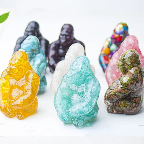 Natural Crystal Stone Resin Gorilla Statue Modern Desktop Ornament Art Animal Sculpture For Home Office Decor Gift