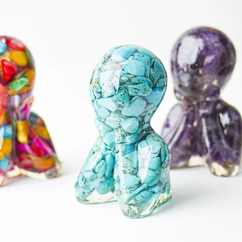 Abstract Human Figurine Resin Natural Crystal Stone Filled Desktop Ornament Modern Minimalist Office Home Decor Statue