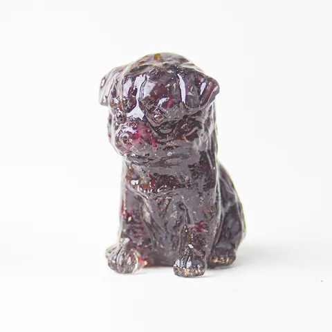 Modern Resin Natural Crystal Crushed Stone Dog Figurine Pug Puppy Statue Desktop Home Office Decor Animal Ornament Gift