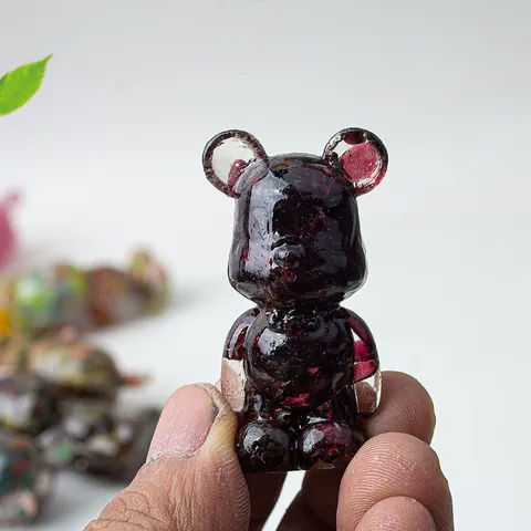Figura de Oso de Resina de Cristal Con Incrustación de Piedra Natural Estatua de Oso Artística Adorno de Escritorio Escultura Decorativa Moderna Regalo
