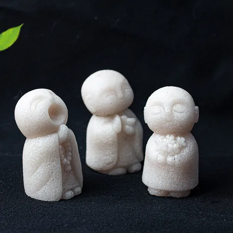 Zen Sandstein Kleiner Mönch Statuen Home Dekor Schreibtisch Ornamente Weiße Kunststein Buddha Figuren Für Yoga Meditation Aquarium