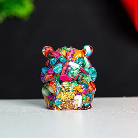 Resin Natural Crushed Crystal Stone Fortune Tiger Ornament Wealth Symbol Luck Mascot Desktop Decoration Home Office Gift