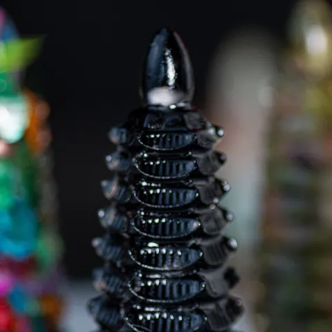 Resin Natural Crystal Chip Filled Pagoda Tower Ornament Chinese Wenchang Tower Office Desk Study Room Decor Accents