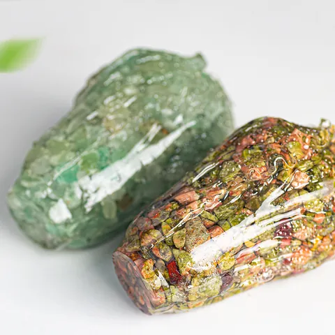 Crystal Chinese Cabbage Lucky Fortune Resin Ornament Handmade Home Office Desk Decoration Healing Natural Stone Inlaid Craft