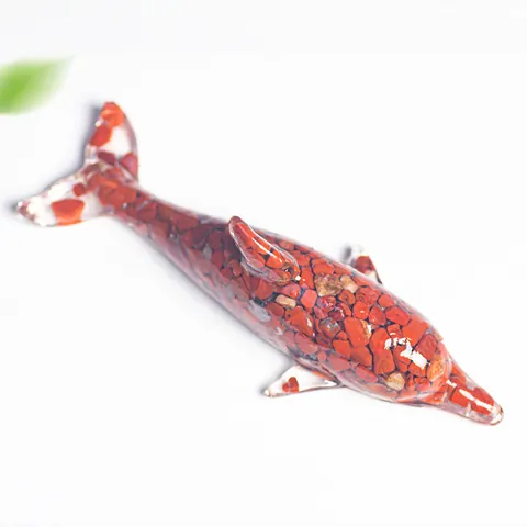 Resin Dolphin Figurine Natural Crystal Stone Filled Ocean Ornament For Office Desk Home Decor Minimalist Modern Animal Sculpture Gift