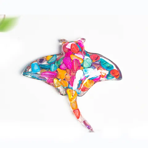 Natuurlijk Kristal Chips Hars Manta Rog Beeldhouwwerk Teufelsrochen Mariene Decoratie Kristal Zee Dier Figuur