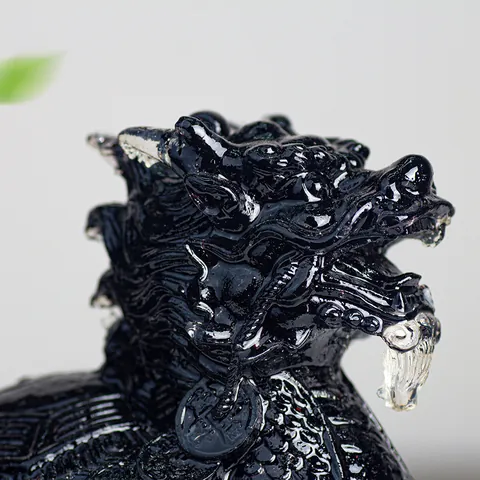 Dragon Turtle Resin Statue Natural Crystal Filled Feng Shui Ornament Lucky Wealth Figurine For Home Office Decoration