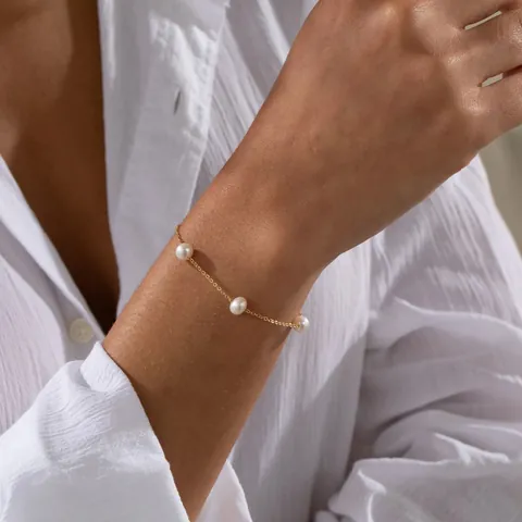 Pulsera Minimalista de Acero Inoxidable 316L con Perlas de Agua Dulce para Mujer Elegante Pulsera de Cadena de Eslabones Chapada en Oro Plata Joyería