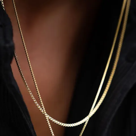 Minimalist Stainless Steel Necklace For Men 18K Gold Plated Luxury Design Geometric Box Cuban Snake Chain Link Jewelry Gift